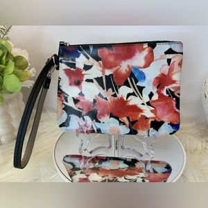 Lodis Flowered Zippered Leather Wristlet NWOT